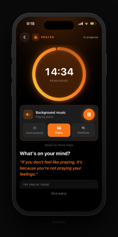 Before guided prayer timer screen