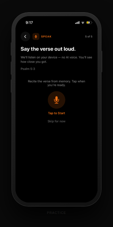 Before speak aloud memorization screen